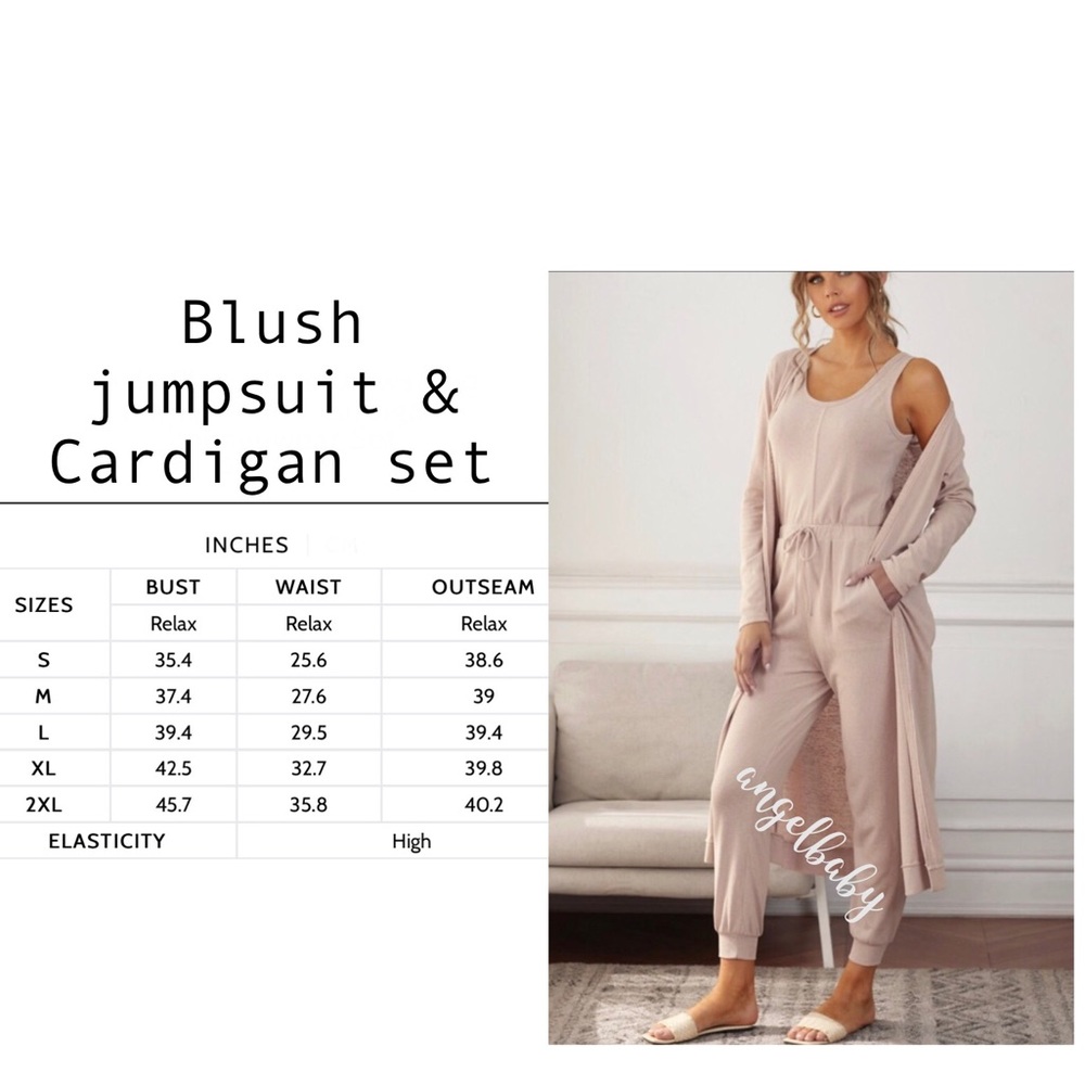 Blush Jumpsuit & Cardigan Lounge Set! - Picture 16 of 16